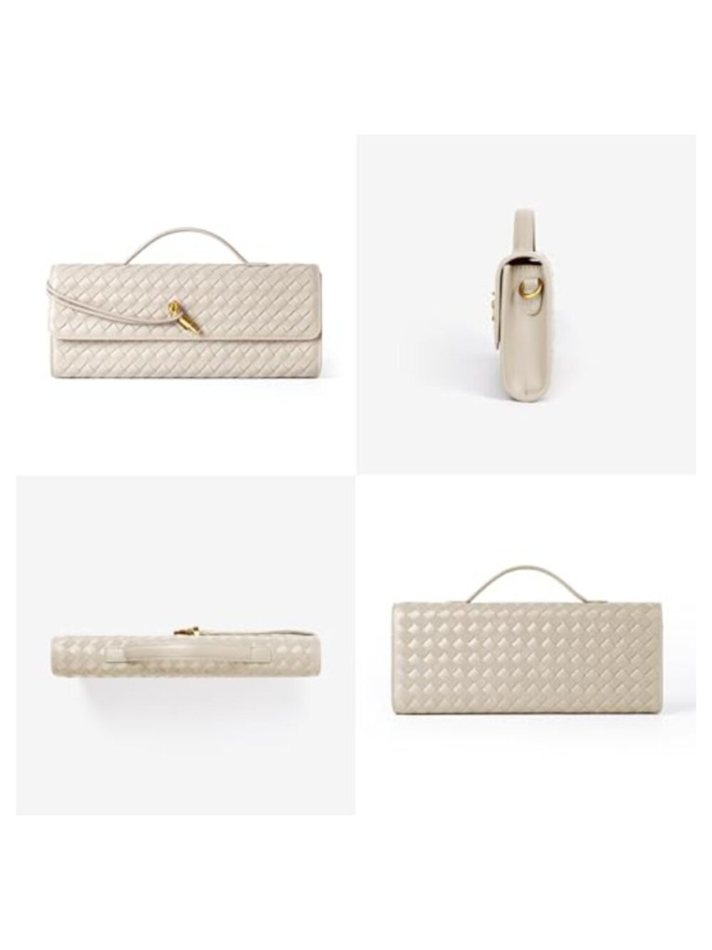 Woven Vegan Leather Suede Clutch Evening Crossbody Bag - Picture 2 of 6